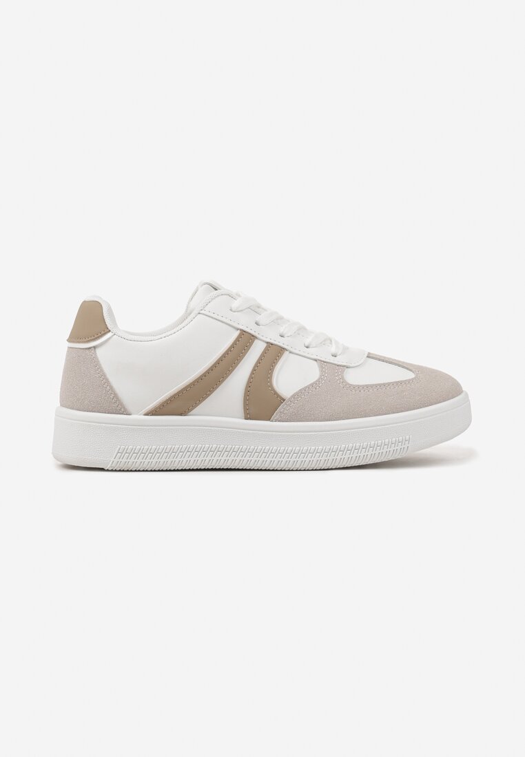 Biało-Beżowe Sneakersy w Stylu Kultowych Tenisówek Setionis