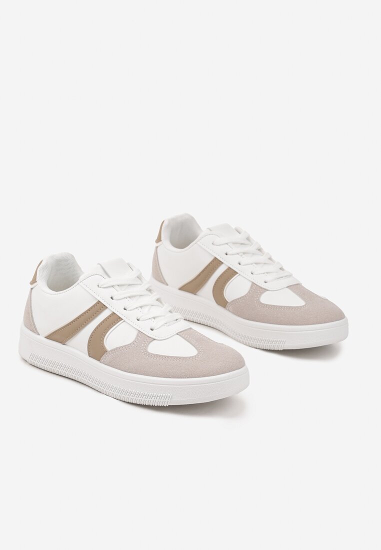 Biało-Beżowe Sneakersy w Stylu Kultowych Tenisówek Setionis