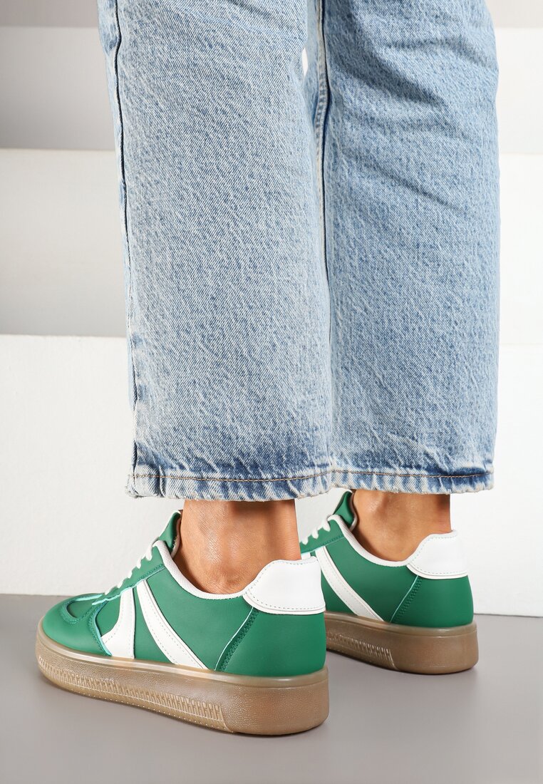 Zielone Sneakersy w Stylu Kultowych Tenisówek Setionis