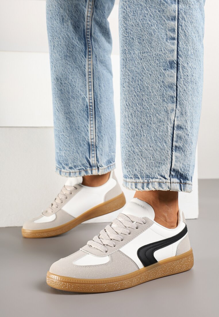 Biało-Czarne Sneakersy w Stylu Klasycznych Tenisówek Ahleria