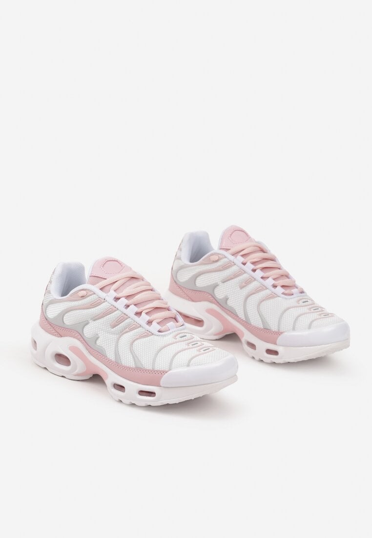 Biało-Różowe Buty Sportowe Sneakersy Ozdobione Tłoczeniem Tulinea