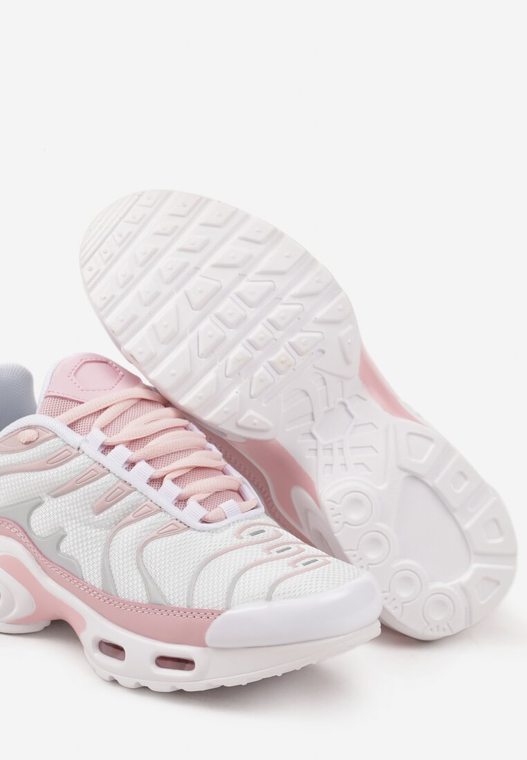 Biało-Różowe Buty Sportowe Sneakersy Ozdobione Tłoczeniem Tulinea