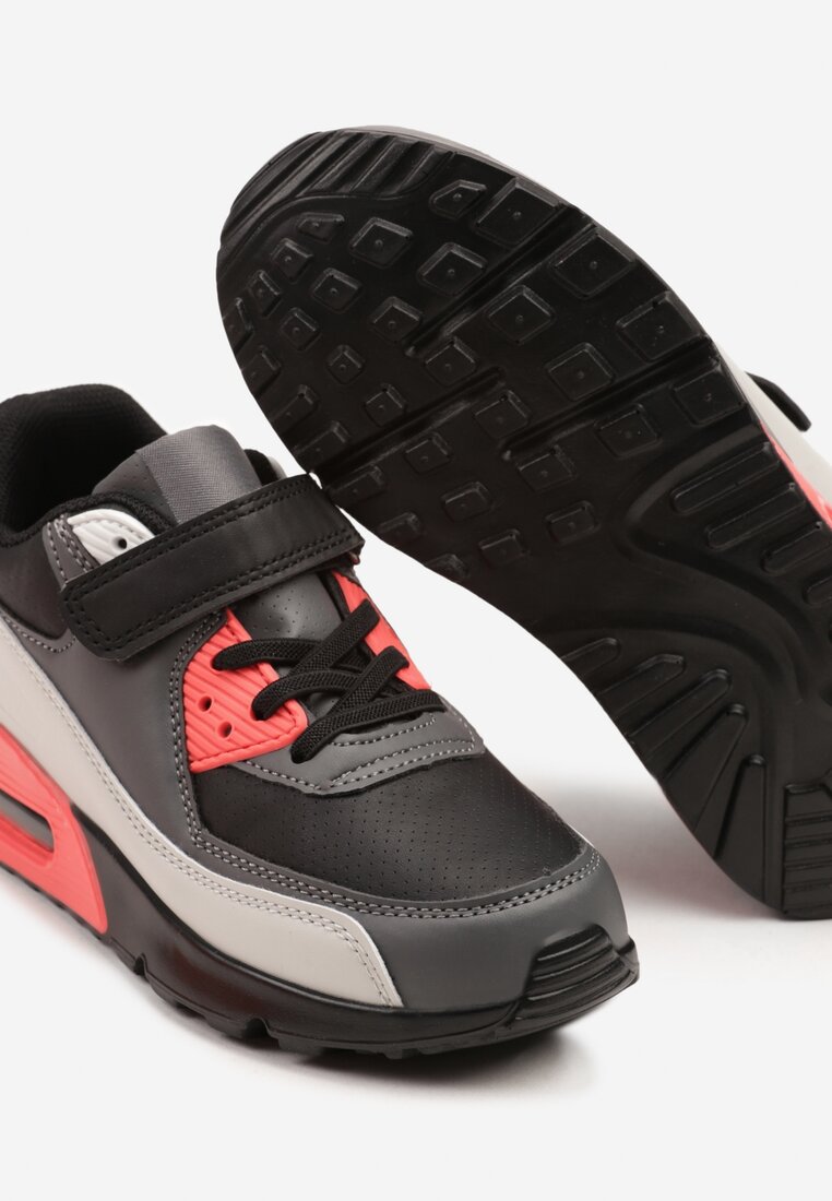 Szaro-Czarne Buty Sportowe Sneakersy z Transparentną Wstawką Jizana