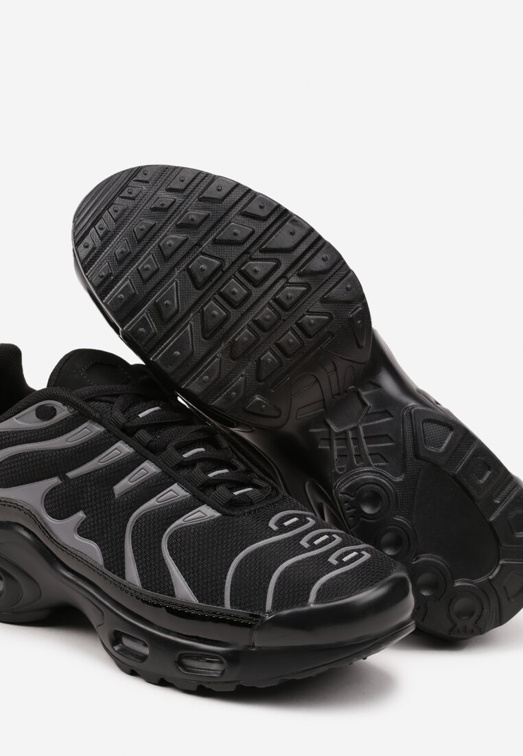 Czarno-Srebrne Buty Sportowe Sneakersy Ozdobione Tłoczeniem Zalirae
