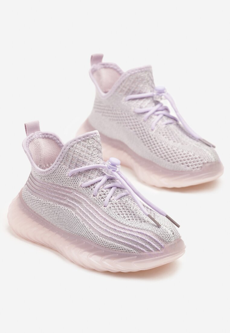 Fioletowe Buty Sportowe Sneakersy z Geometrycznymi Paskami Garenia