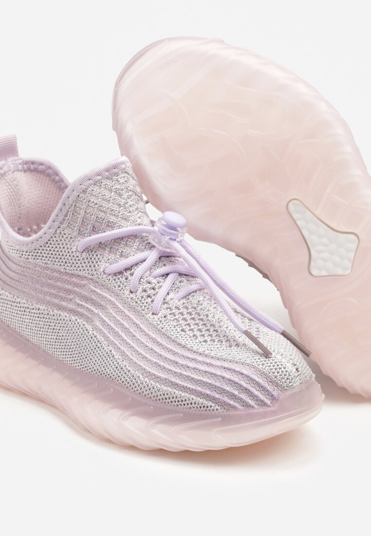 Fioletowe Buty Sportowe Sneakersy z Geometrycznymi Paskami Garenia