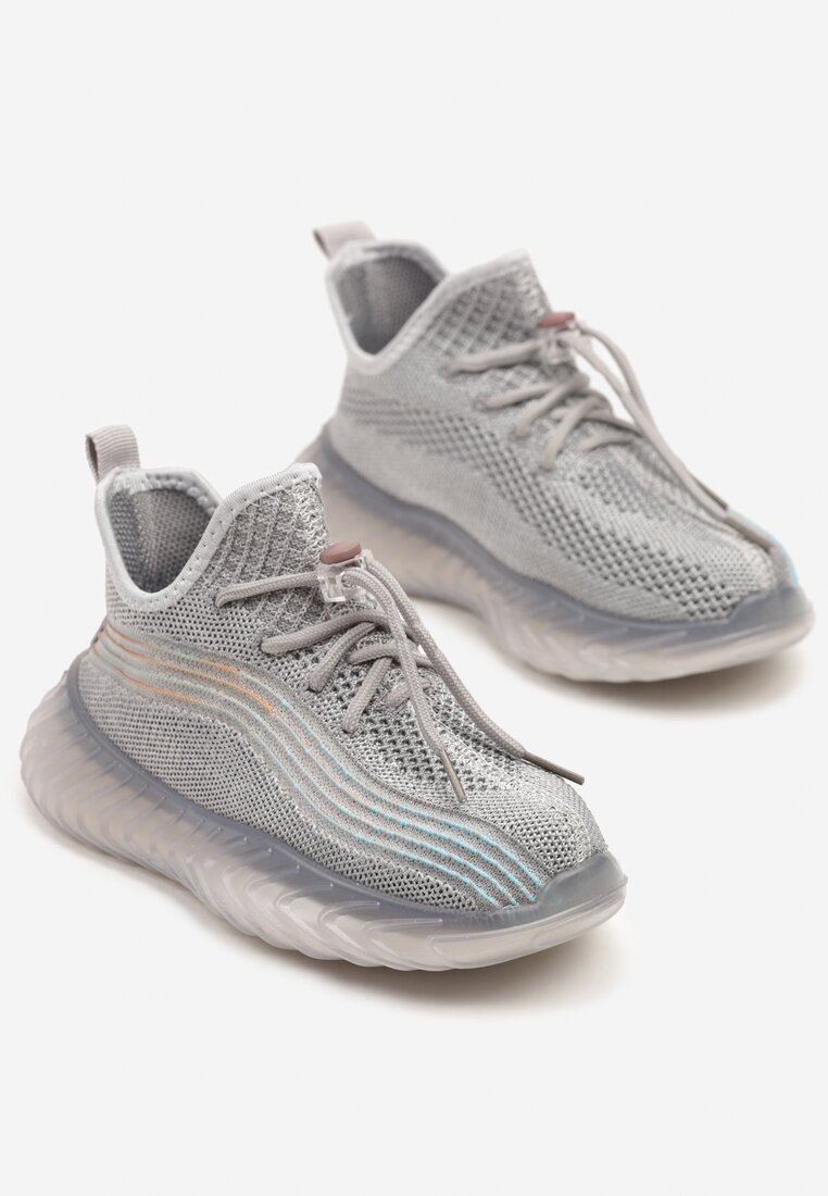 Jasnoszare Buty Sportowe Sneakersy z Geometrycznymi Paskami Garenia