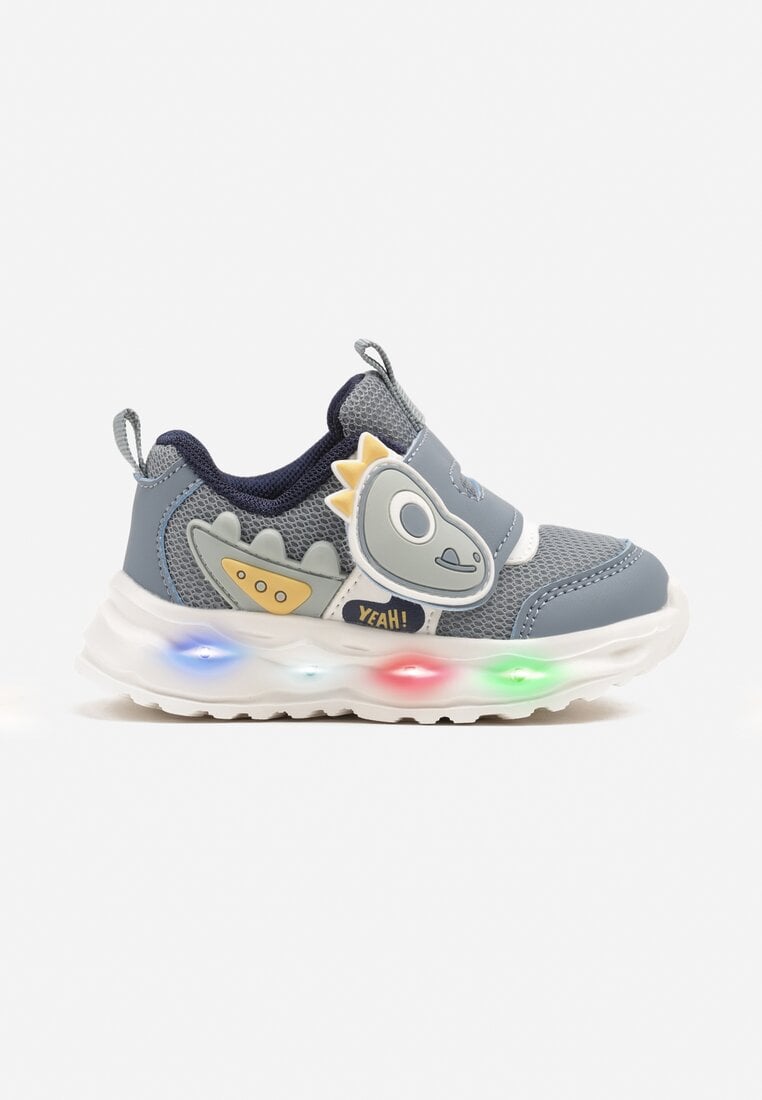 Niebieskie Buty Sportowe Sneakersy Ozdobione Dinozaurem 3D Setonia