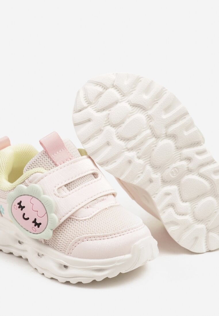 Różowe Buty Sportowe Sneakersy z Aplikacjami 3D i Lampkami LED Seneseta