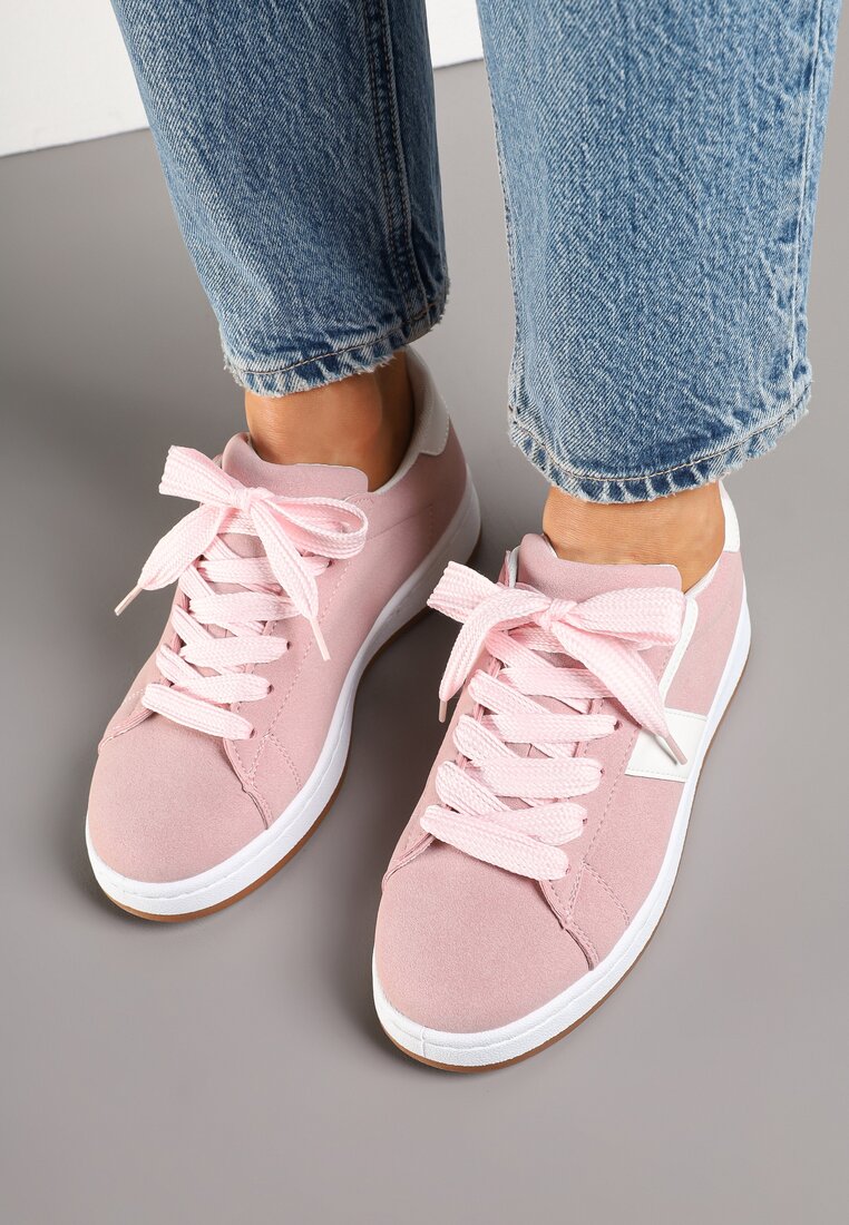 Różowe Sneakersy Ozdobione Paskiem Zrulla