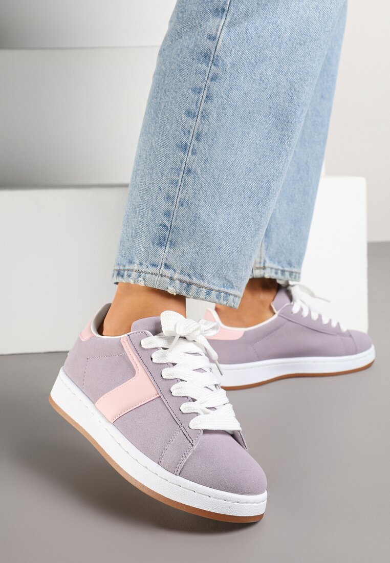 Fioletowe Sneakersy Ozdobione Paskiem Zrulla