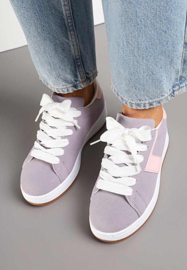 Fioletowe Sneakersy Ozdobione Paskiem Zrulla