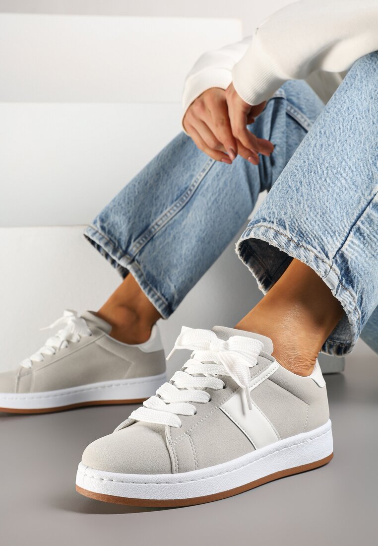 Szare Sneakersy Ozdobione Paskiem Zrulla