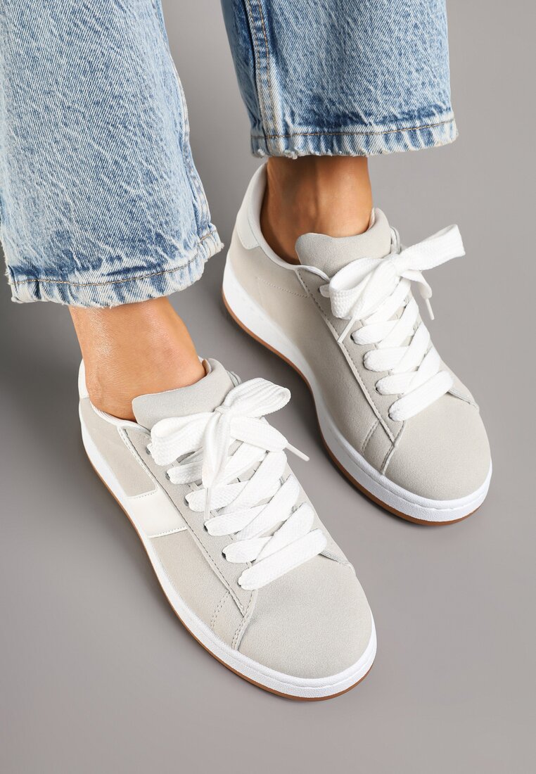 Szare Sneakersy Ozdobione Paskiem Zrulla