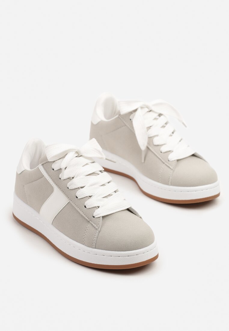 Szare Sneakersy Ozdobione Paskiem Zrulla