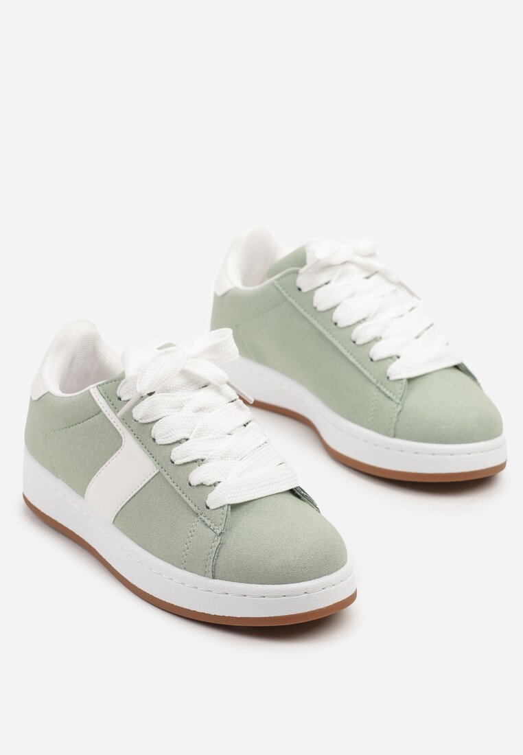 Jasnozielone Sneakersy Ozdobione Paskiem Zrulla