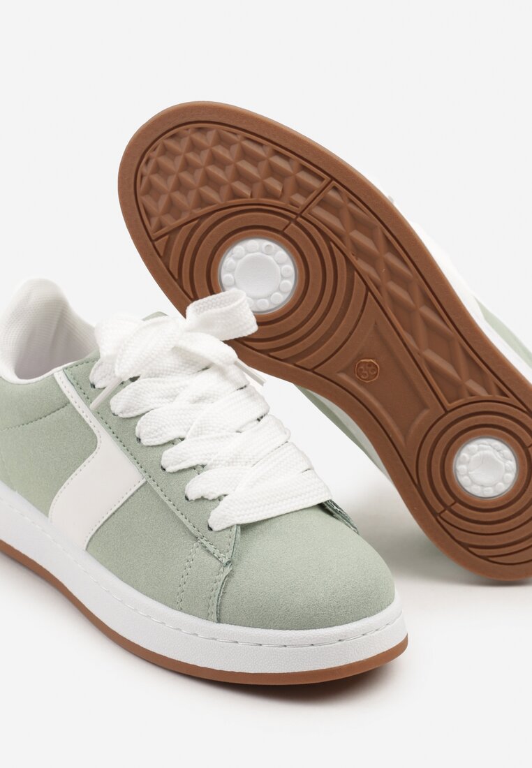 Jasnozielone Sneakersy Ozdobione Paskiem Zrulla