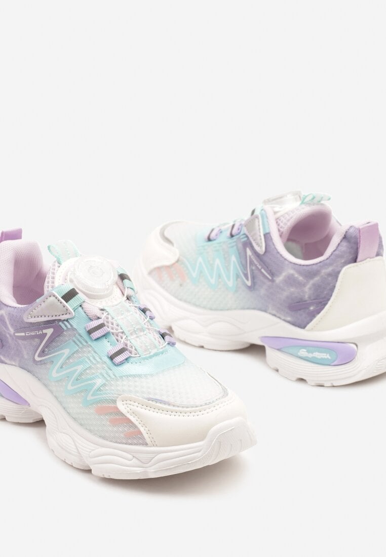 Fioletowe Buty Sportowe Sneakersy na Grubej Podeszwie z Tłoczeniem Setarinia