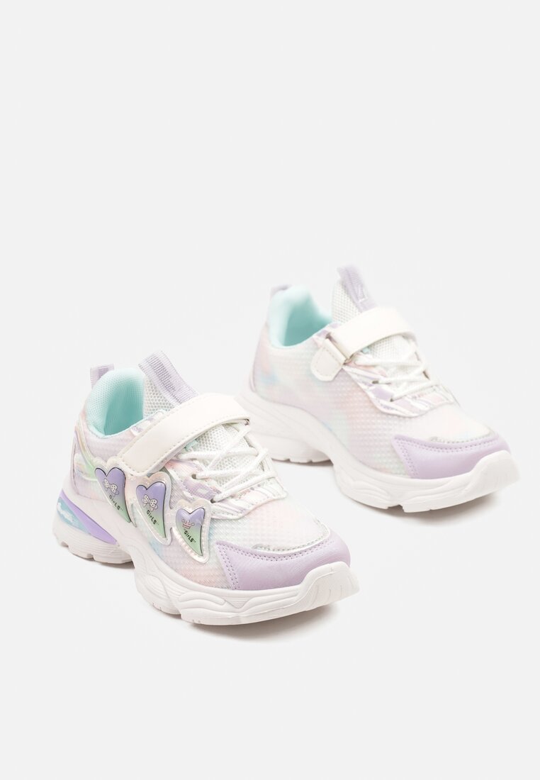 Fioletowe Buty Sportowe Sneakersy Ozdobione Sercami i Tłoczeniem Setolira