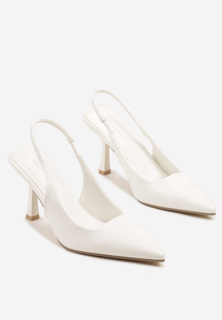 Białe Sandały Slingback na Szpilce z Noskiem w Szpic Nanoril