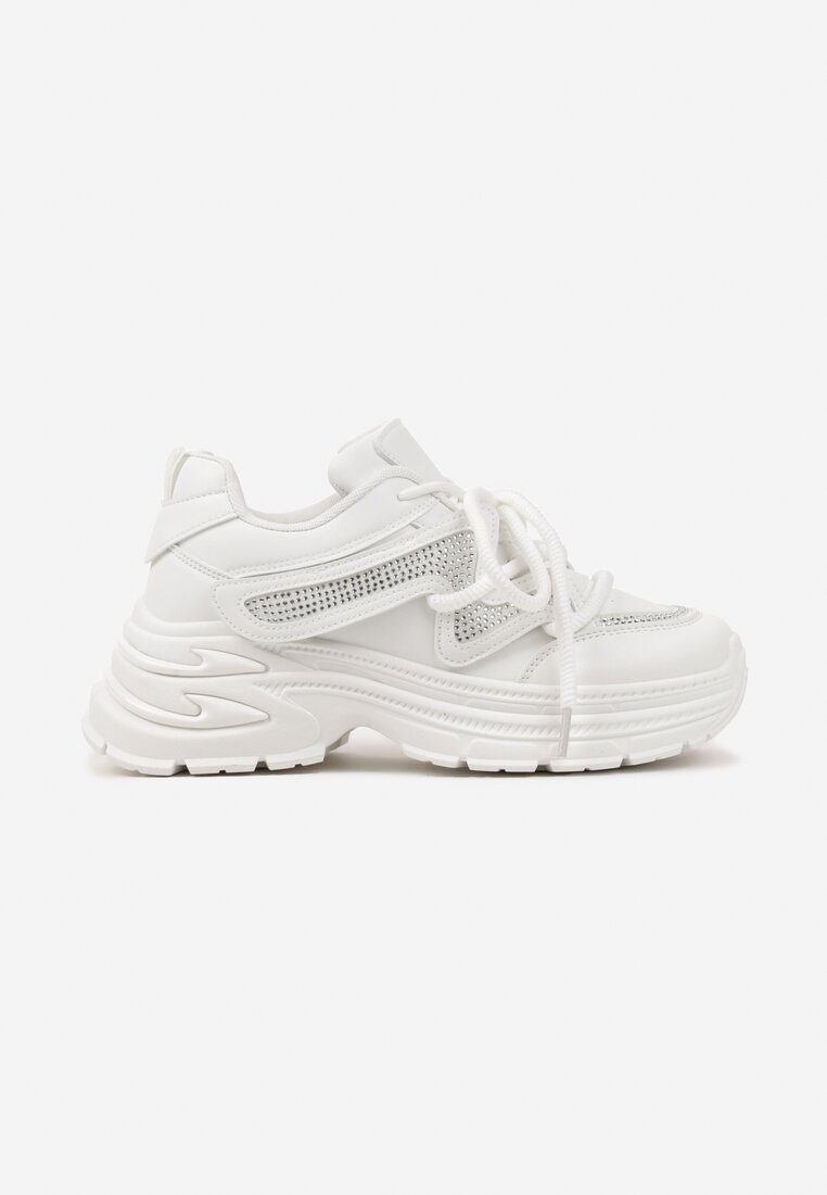 Białe Sneakersy z Podwójnym Sznurowaniem i Platformą Hilanne