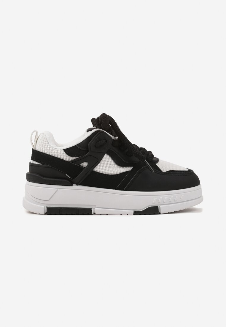 Czarne Sneakersy w Streetwearowym Stylu na Grubej Podeszwie Teniffia