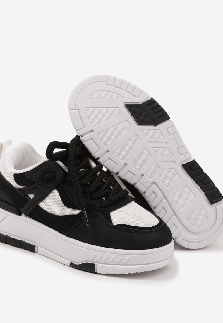 Czarne Sneakersy w Streetwearowym Stylu na Grubej Podeszwie Teniffia