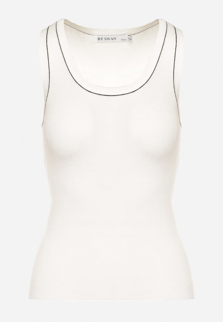 Top Alb cu negru