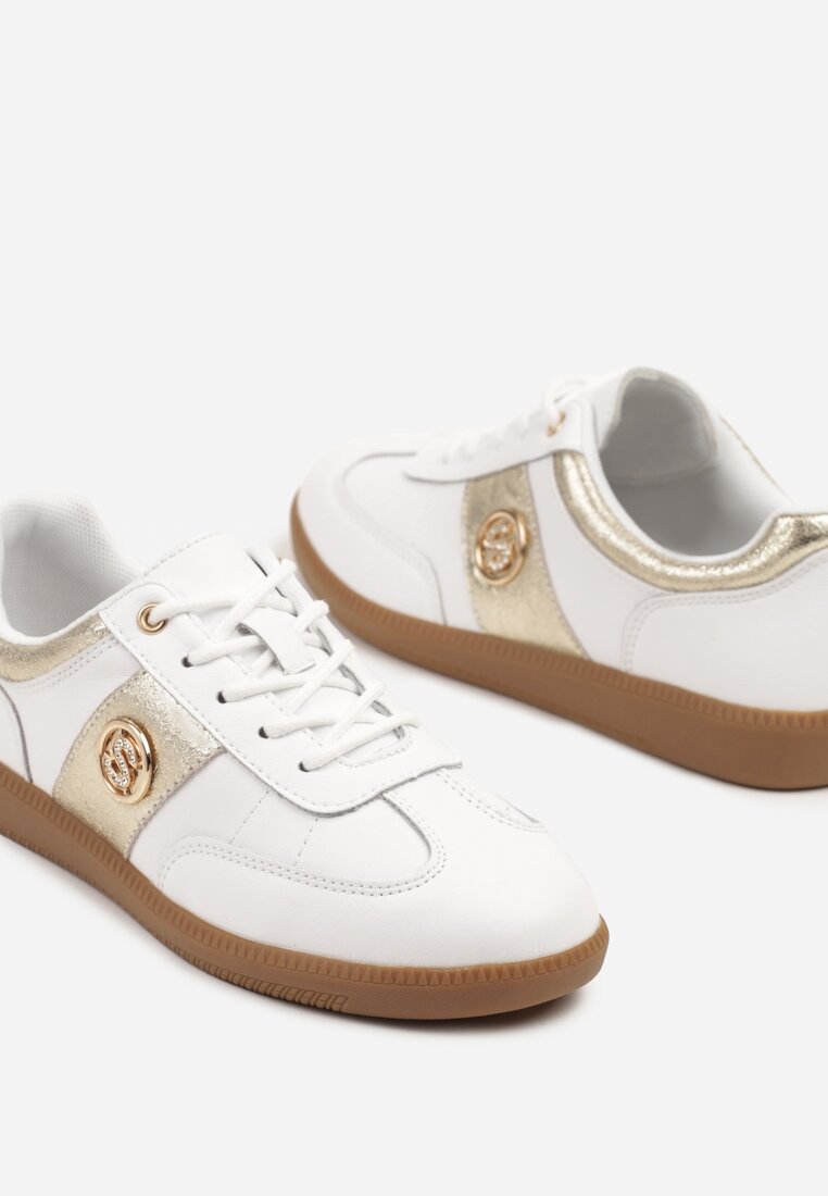 Sneakers Alb cu auriu