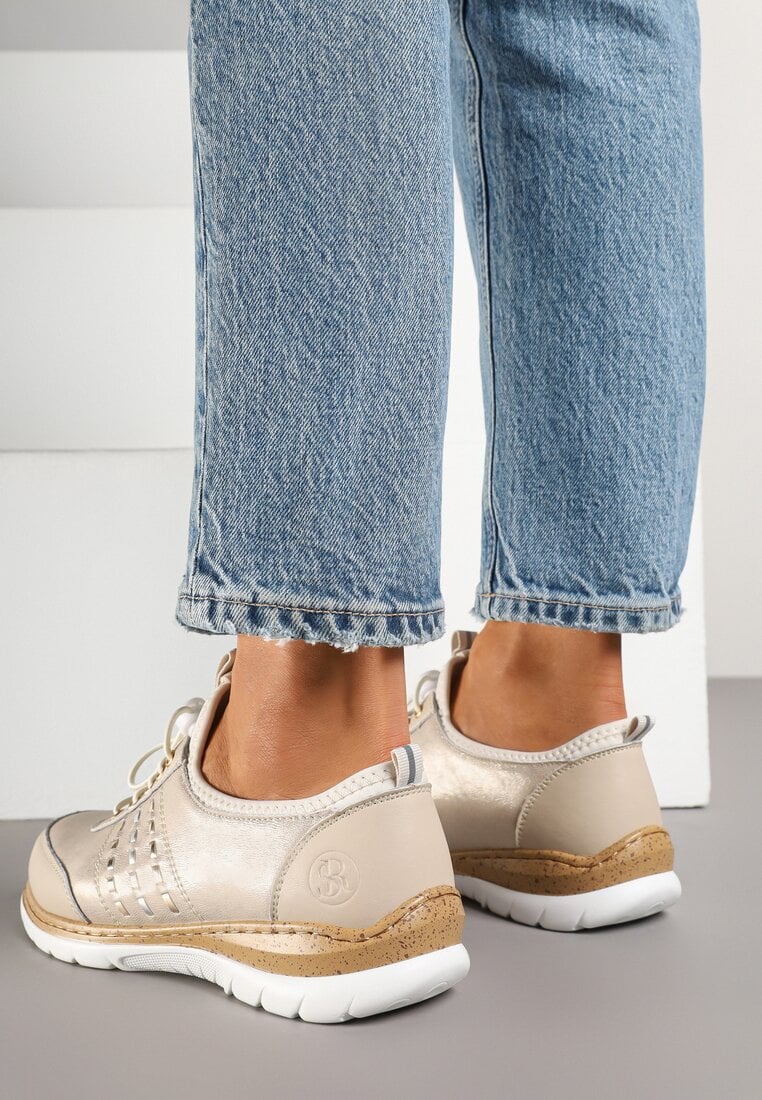 Sneakers Bej cu auriu