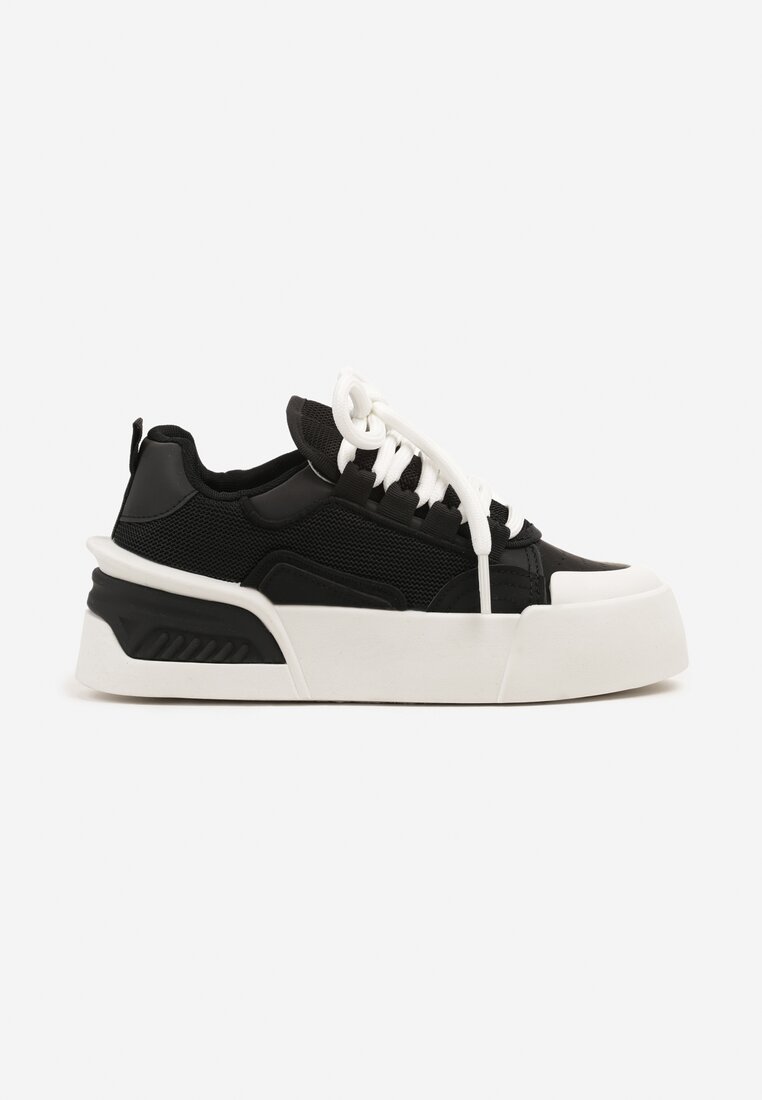 Czarne Sneakersy Chunky w Stylu Trampek na Grubej Podeszwie Elanirelia