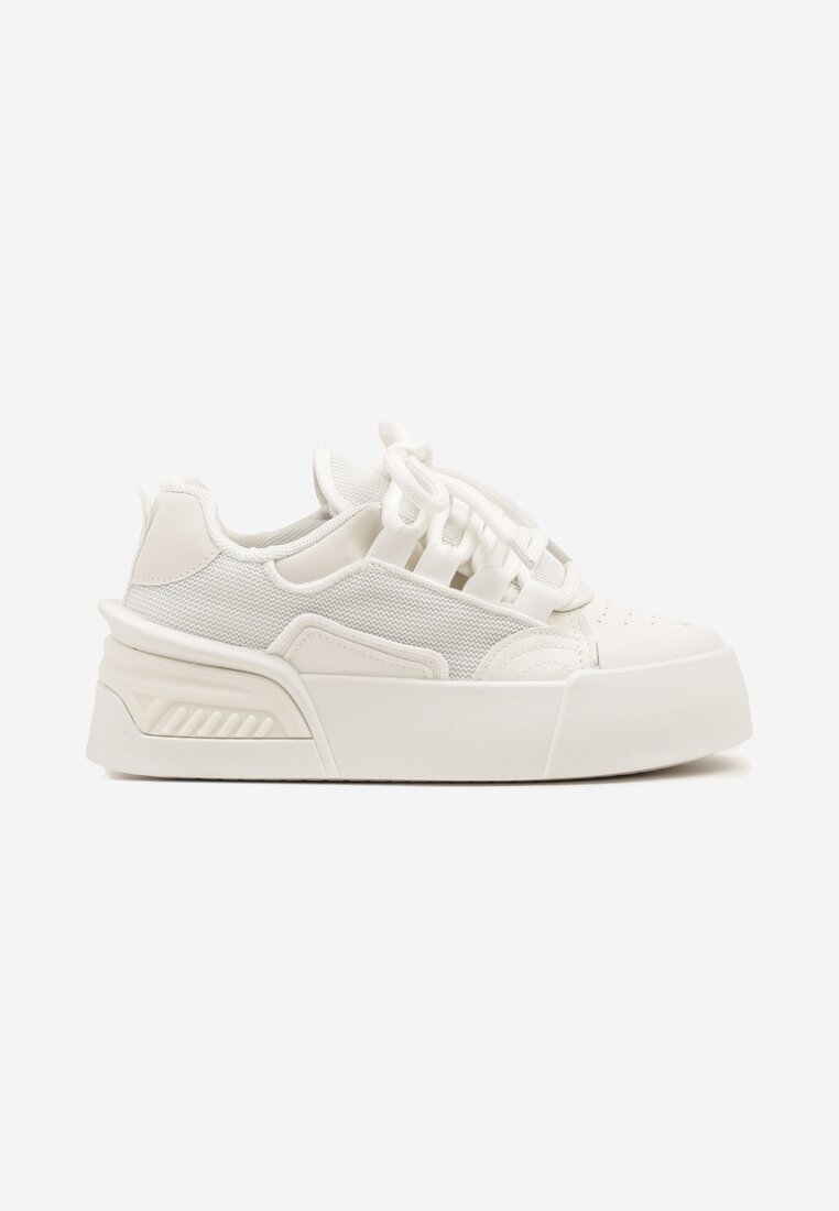 Białe Sneakersy Chunky w Stylu Trampek na Grubej Podeszwie Elanirelia
