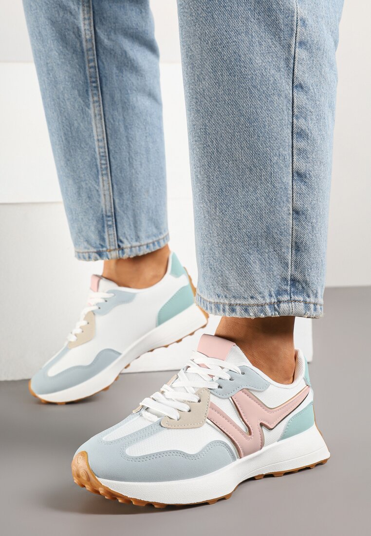 Niebiesko-Różowe Sneakersy z Geometrycznym Wzorem Zdivaria