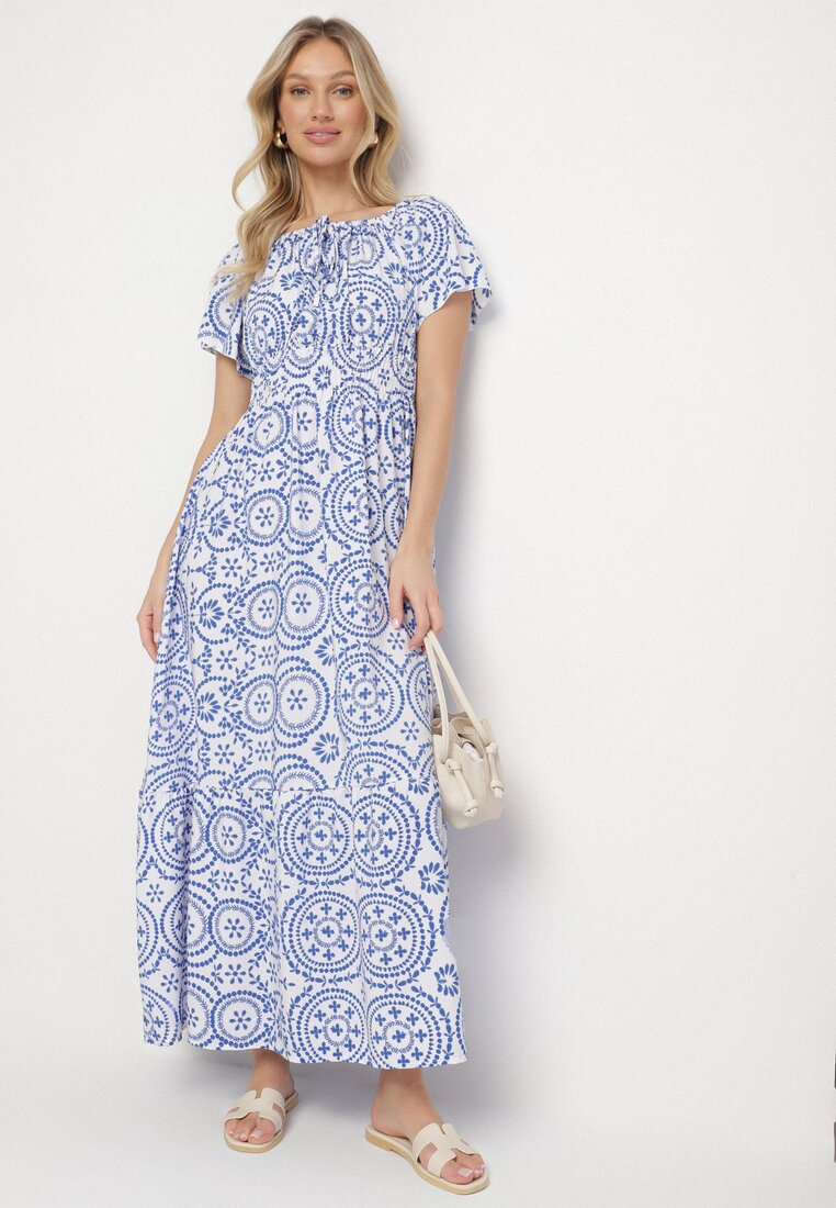 Rochie Albastră cu alb