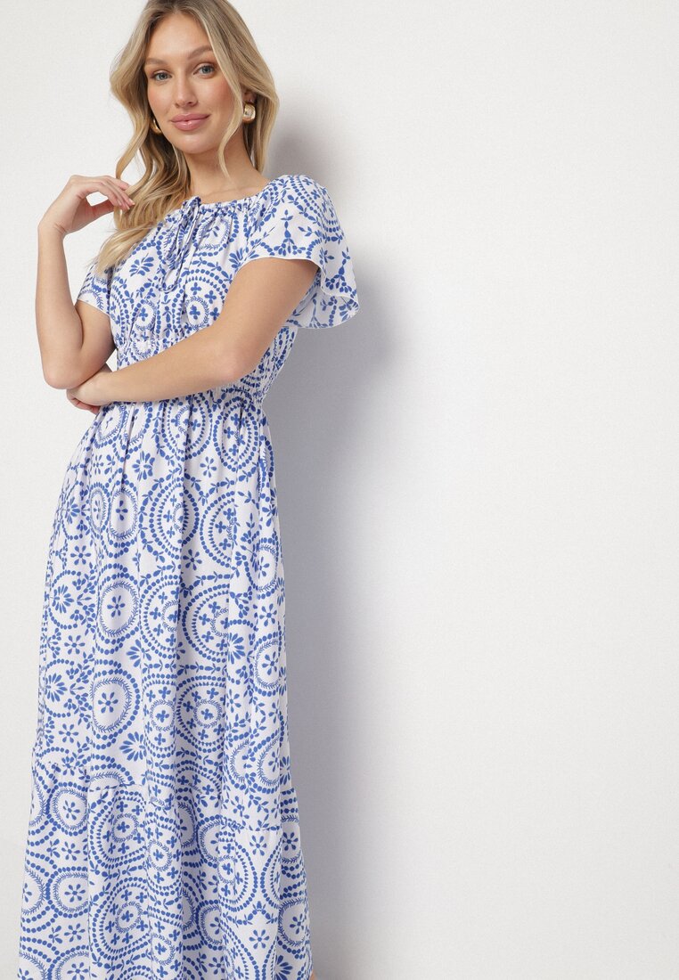 Rochie Albastră cu alb
