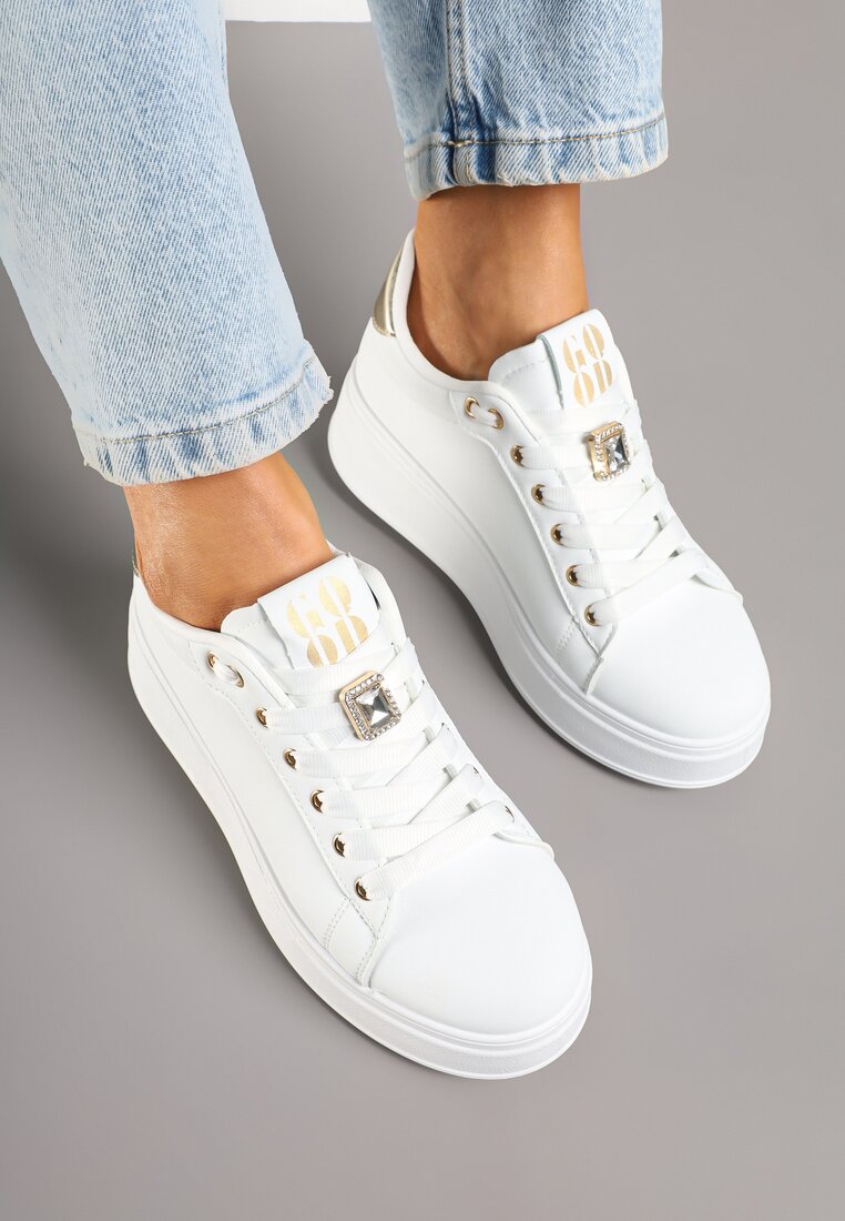 Sneakers Alb cu auriu