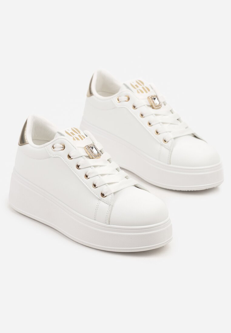 Sneakers Alb cu auriu