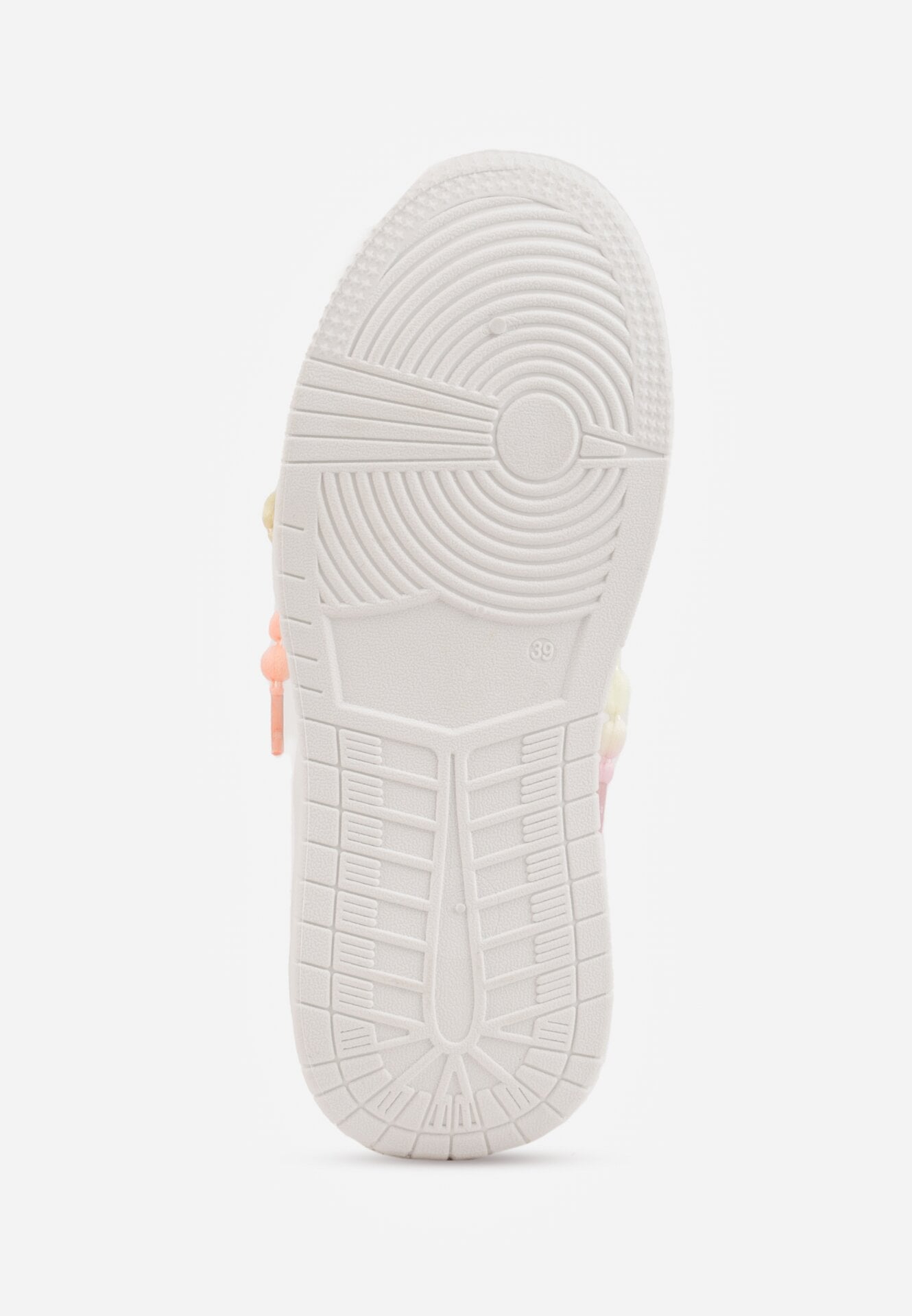 Białe Sneakersy na Grubej Podeszwie Ozdobione Koralikami Amomera