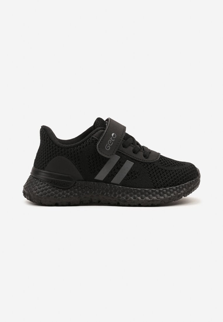 Czarne Buty Sportowe Sneakersy Ozdobione Paskami Desenna