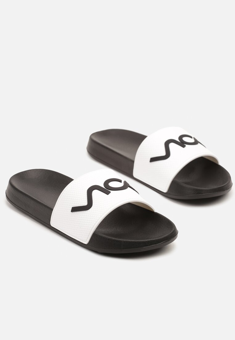 Papuci Alb cu negru