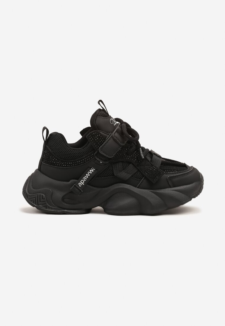 Czarne Buty Sportowe Sneakersy w Stylu Streetwearowym z Rzepem Ediriva