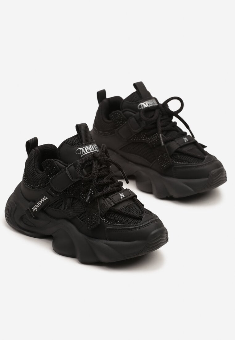 Czarne Buty Sportowe Sneakersy w Stylu Streetwearowym z Rzepem Ediriva