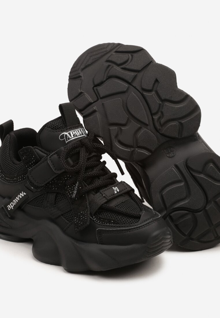 Czarne Buty Sportowe Sneakersy w Stylu Streetwearowym z Rzepem Ediriva