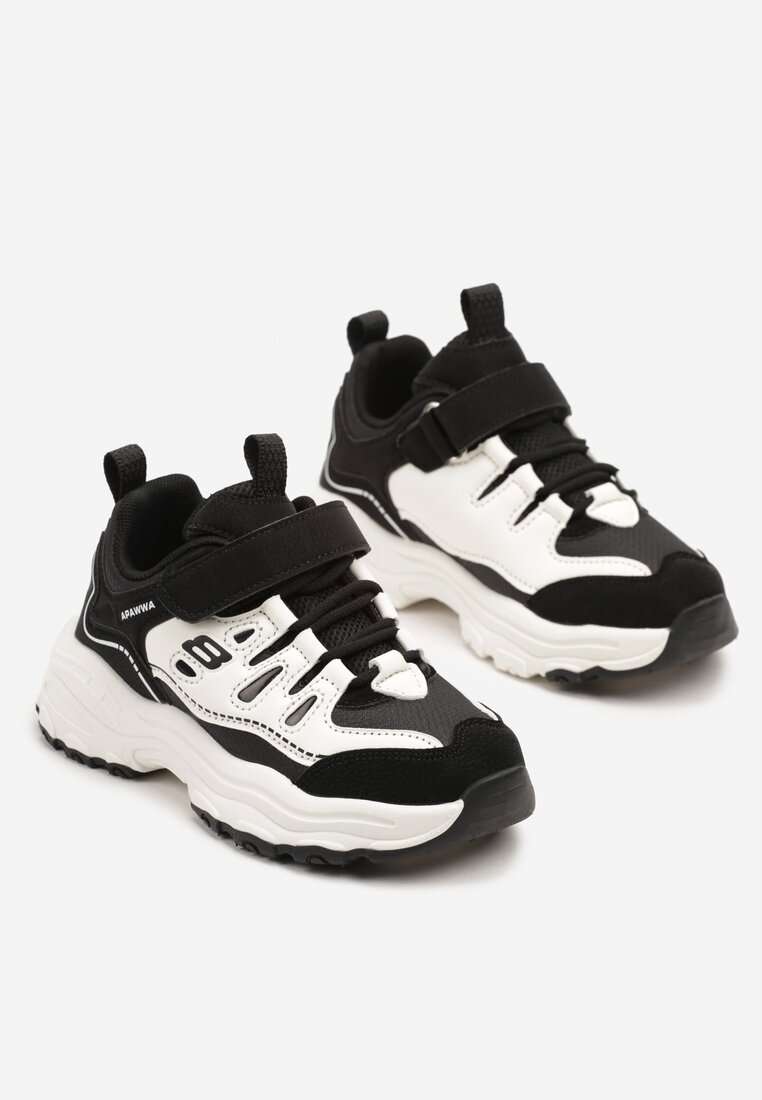 Czarne Buty Sportowe Sneakersy z Rzepem i Brokatem Ularienna
