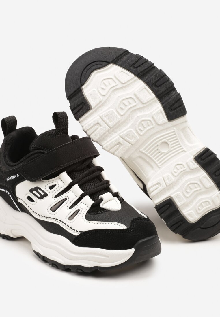 Czarne Buty Sportowe Sneakersy z Rzepem i Brokatem Ularienna