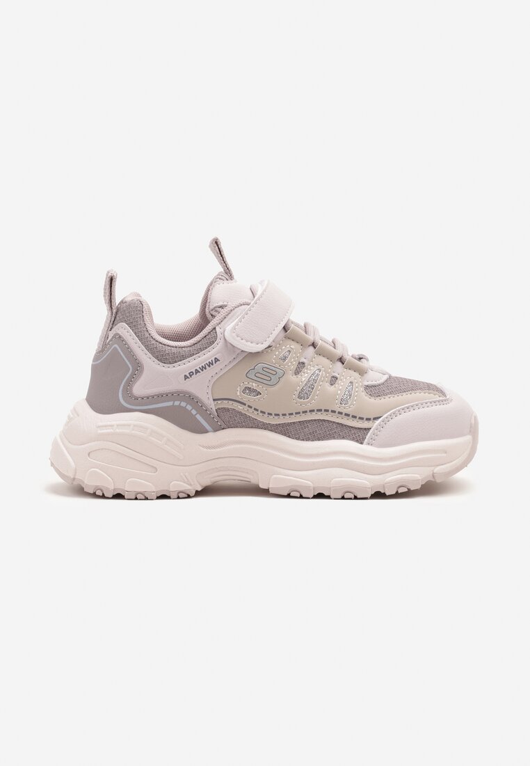 Fioletowe Buty Sportowe Sneakersy z Rzepem i Brokatem Ularienna