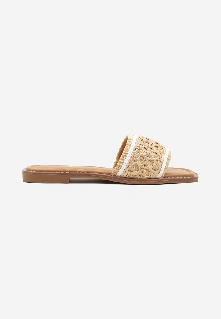 Ciemnobeżowe Klapki w Stylu Boho Nimietta