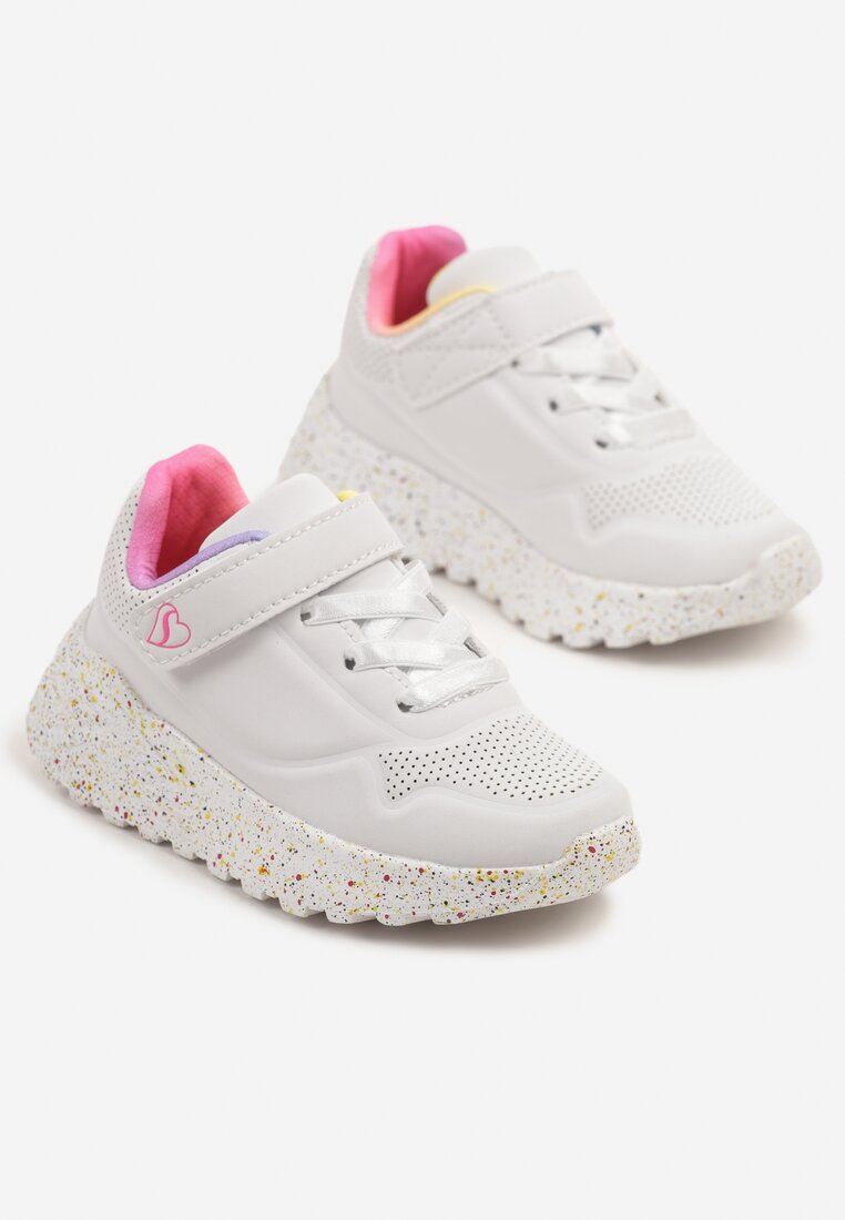 Biało-Czerwone Buty Sportowe Sneakersy na Piankowej Podeszwie Zapinane na Rzep Desolissa
