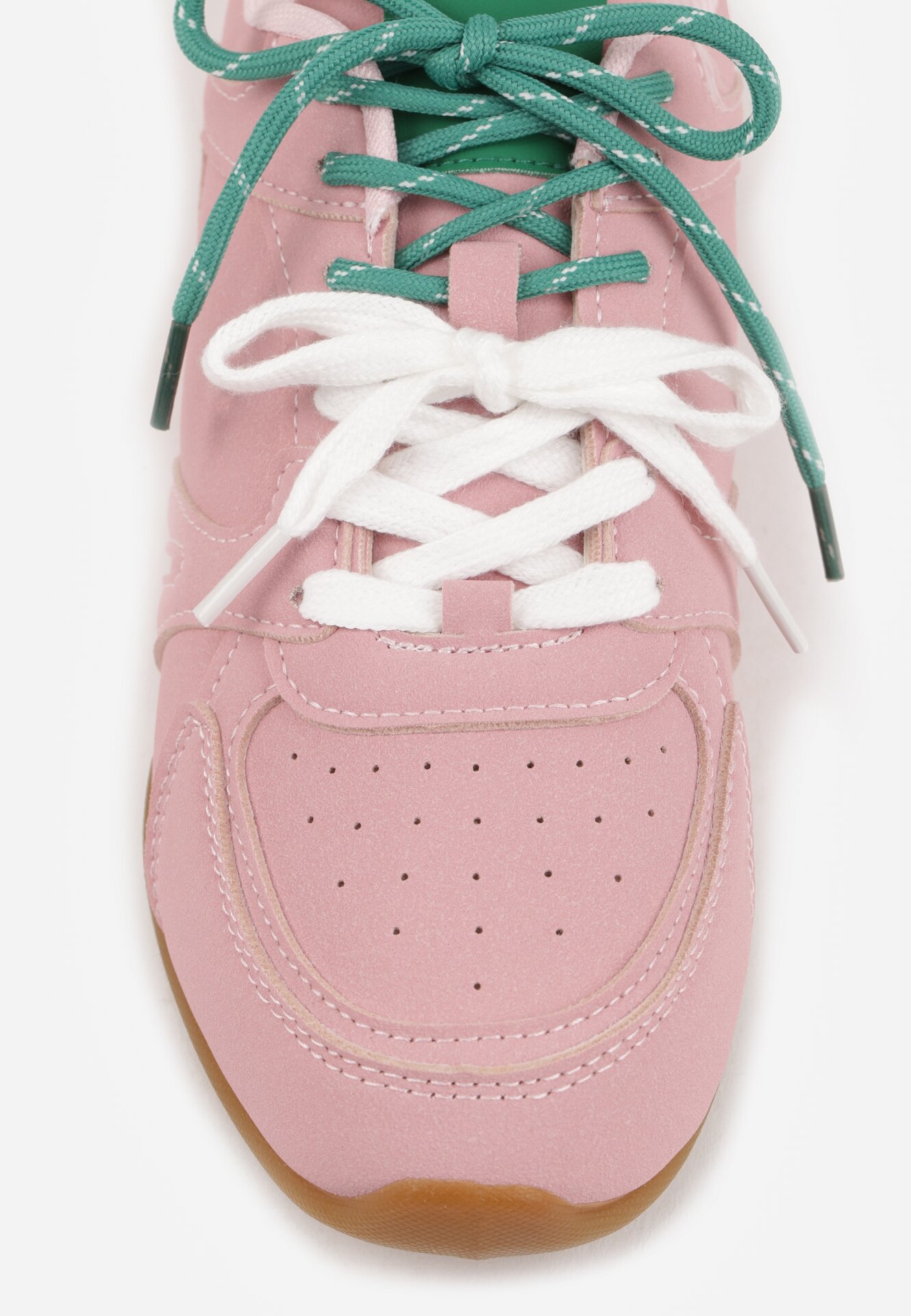 Różowe Sneakersy z Podwójnymi Sznurowadłami i Przeszyciami Teleritia