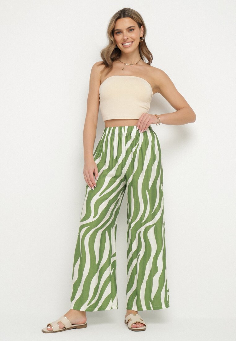 Pantaloni Verde cu alb
